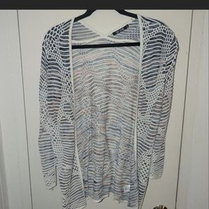 NIC+ZOE Cream and Blue Knit Cardigan